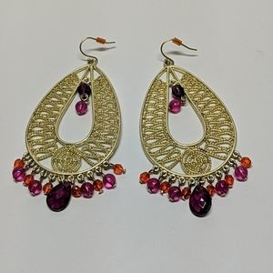 Avon Earrings - Gold/Pink/Purple